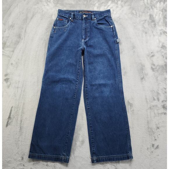 Vintage FUBU The Collection Jeans Womens 29W 28L Blue High Rise Baggy Carpenter - Picture 1 of 11